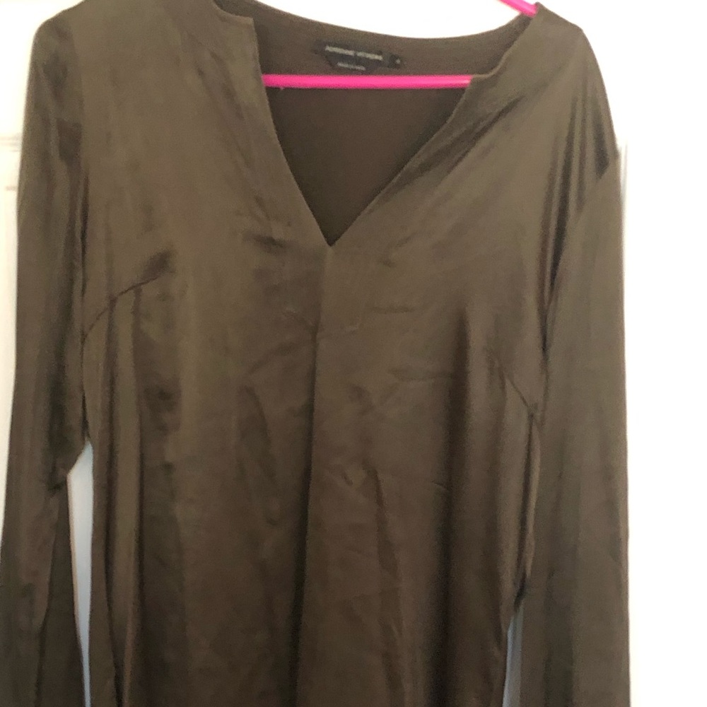 Adrienne Vittadini olive green silk blouse